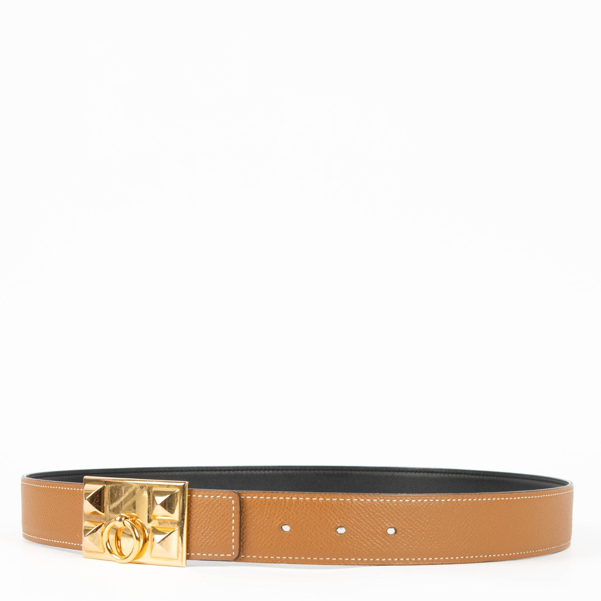 Shop the authentic Hermes Gold Leather Reversible Belt second hand on Labellov.com