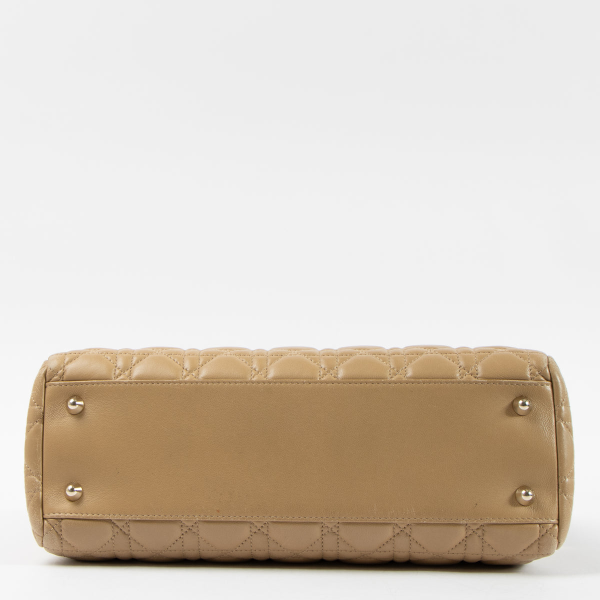 Shop this authentic Christian Dior Beige Lambskin Soft Lady Dior Small Shopping Bag pre-loved on Labellov.com