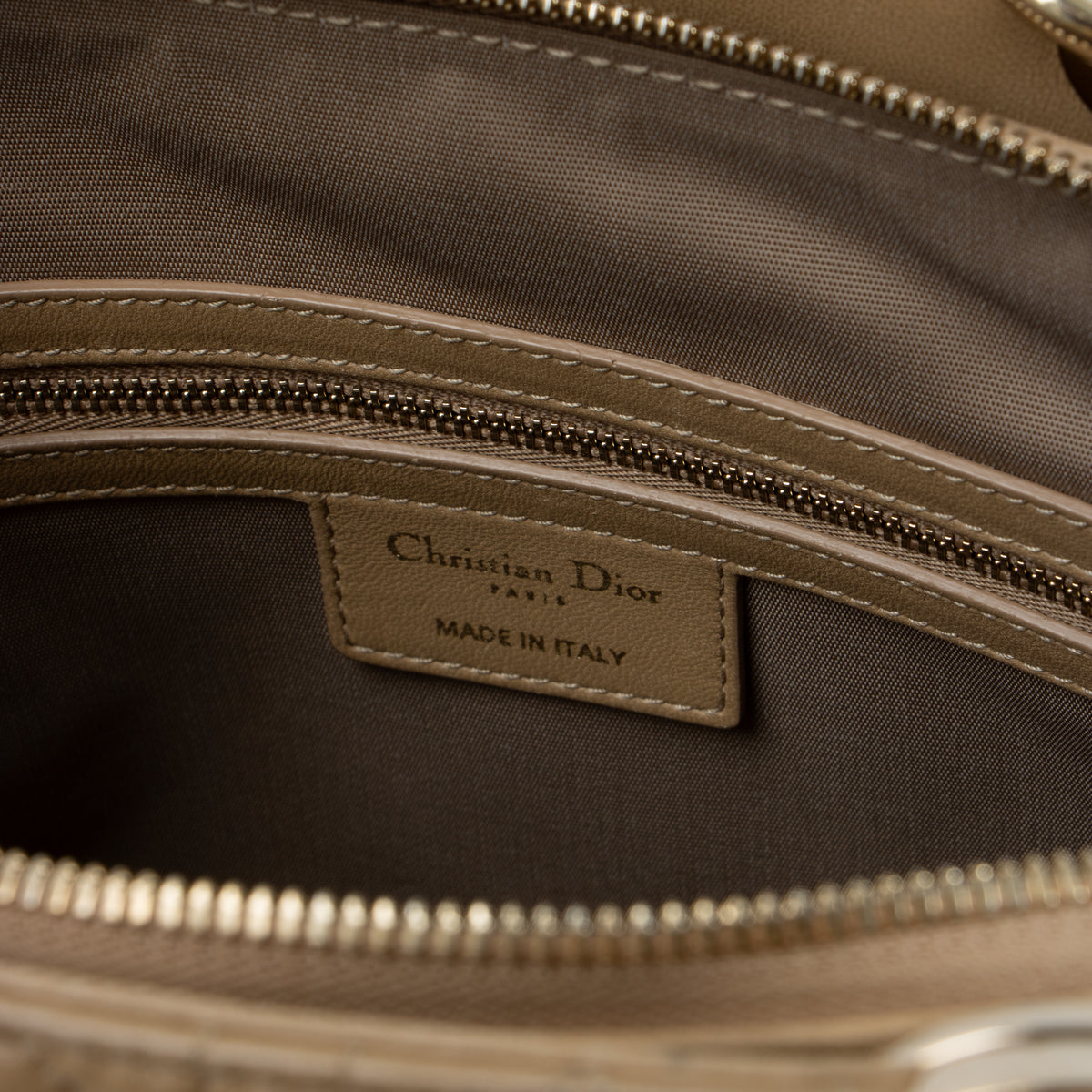 Shop this authentic Christian Dior Beige Lambskin Soft Lady Dior Small Shopping Bag pre-loved on Labellov.com
