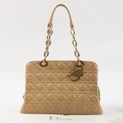 Shop this authentic Christian Dior Beige Lambskin Soft Lady Dior Small Shopping Bag pre-loved on Labellov.com
