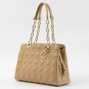 Shop this authentic Christian Dior Beige Lambskin Soft Lady Dior Small Shopping Bag pre-loved on Labellov.com