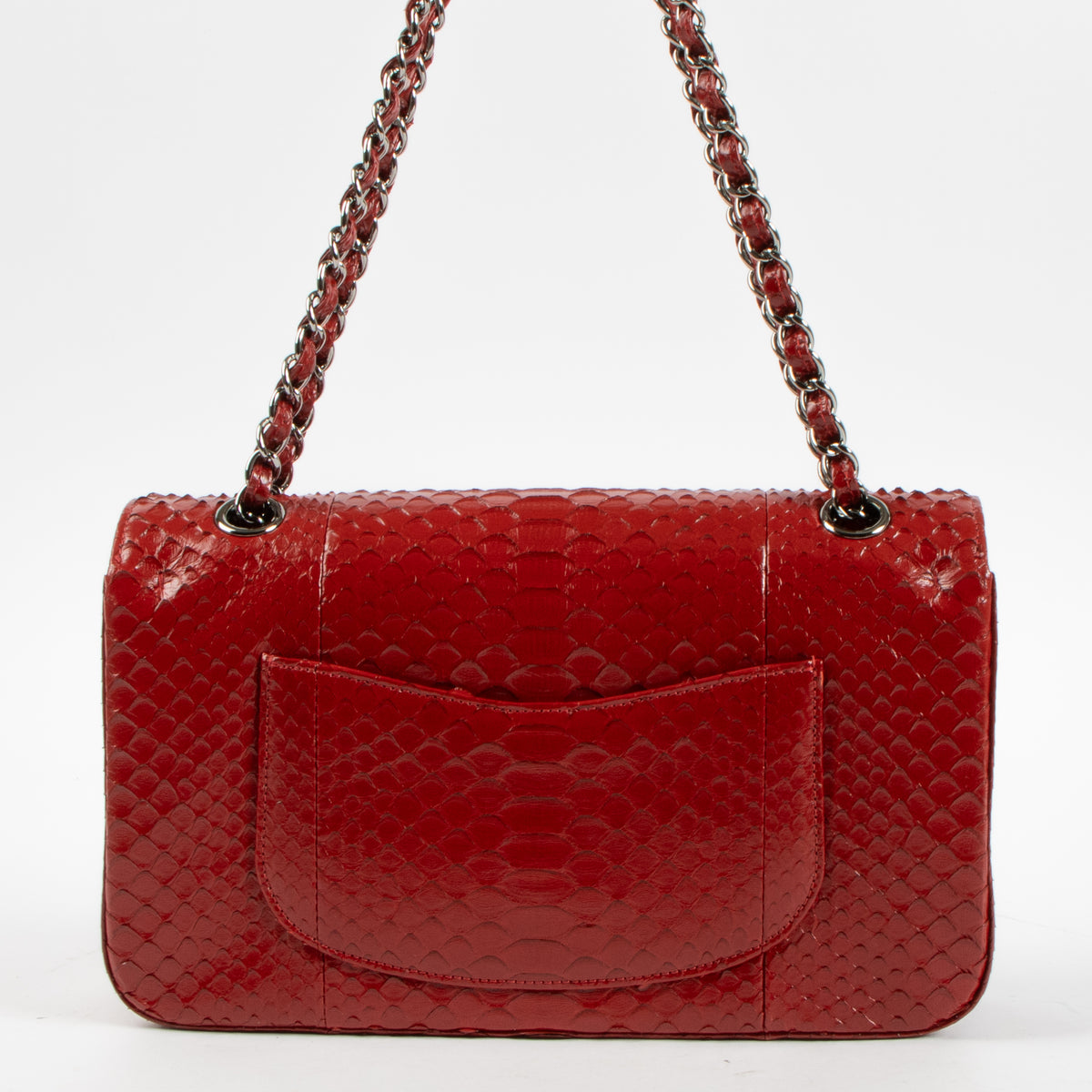 Shop this authentic luxury Chanel Red Python Medium Classic 11.12 bag Pre-Loved on Labellov.com