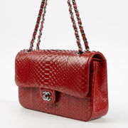Shop this authentic luxury Chanel Red Python Medium Classic 11.12 bag Pre-Loved on Labellov.com