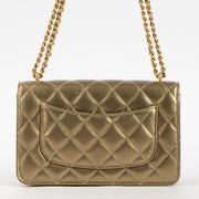 Shop this authentic Chanel Gold Lambskin Wallet On Chain pre-loved on Labellov.com