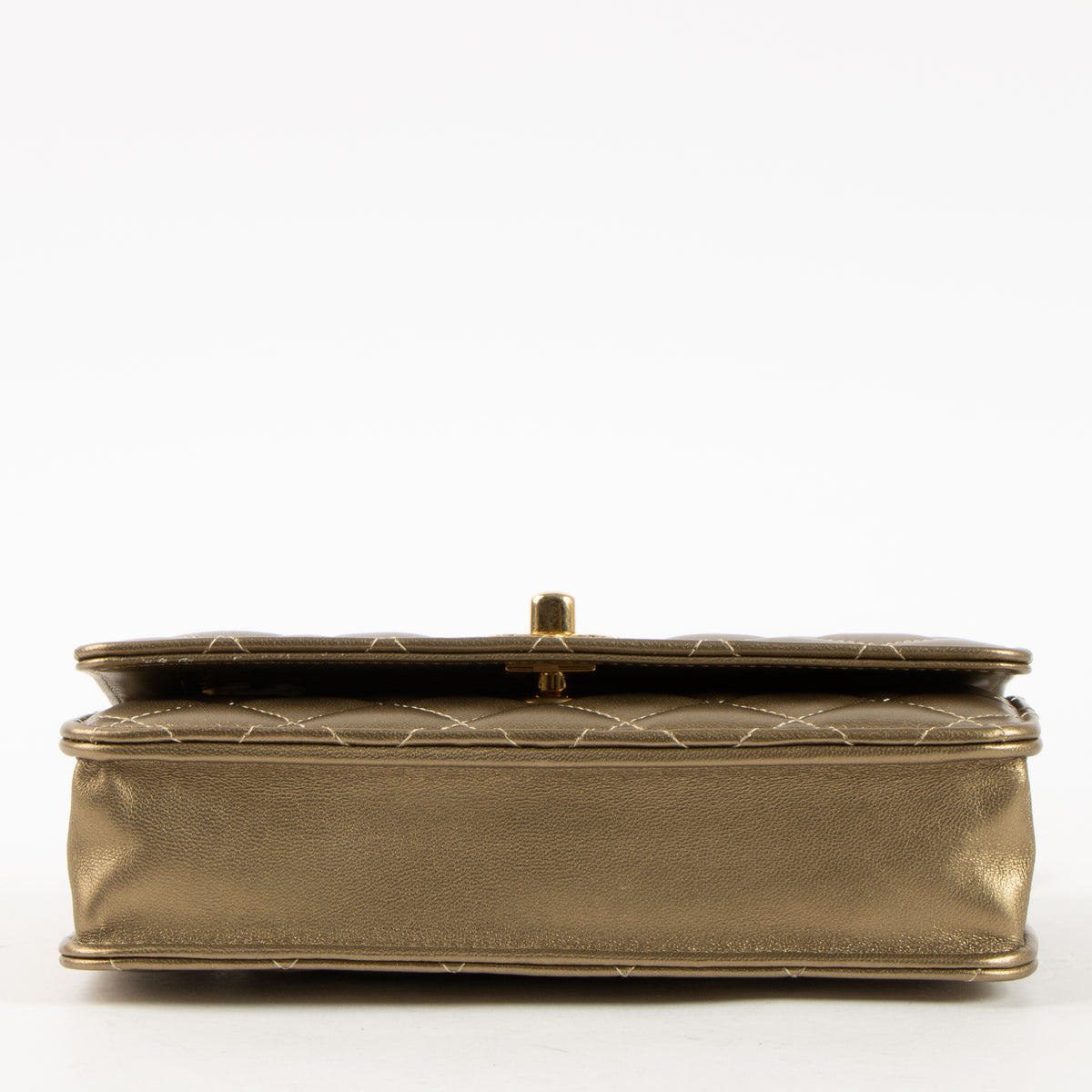Shop this authentic Chanel Gold Lambskin Wallet On Chain pre-loved on Labellov.com
