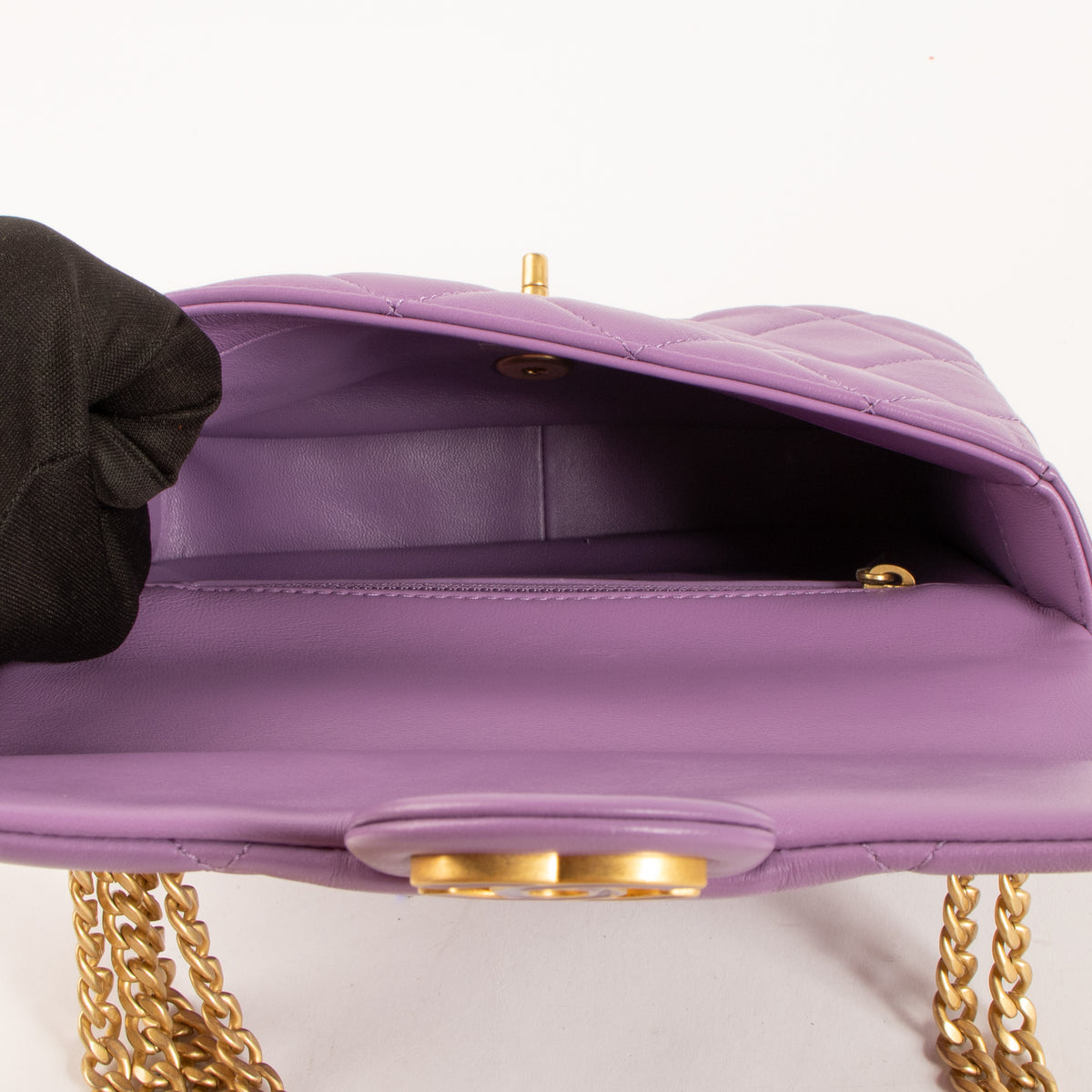 Chanel Purple Lambskin Pending CC Small Flap Bag