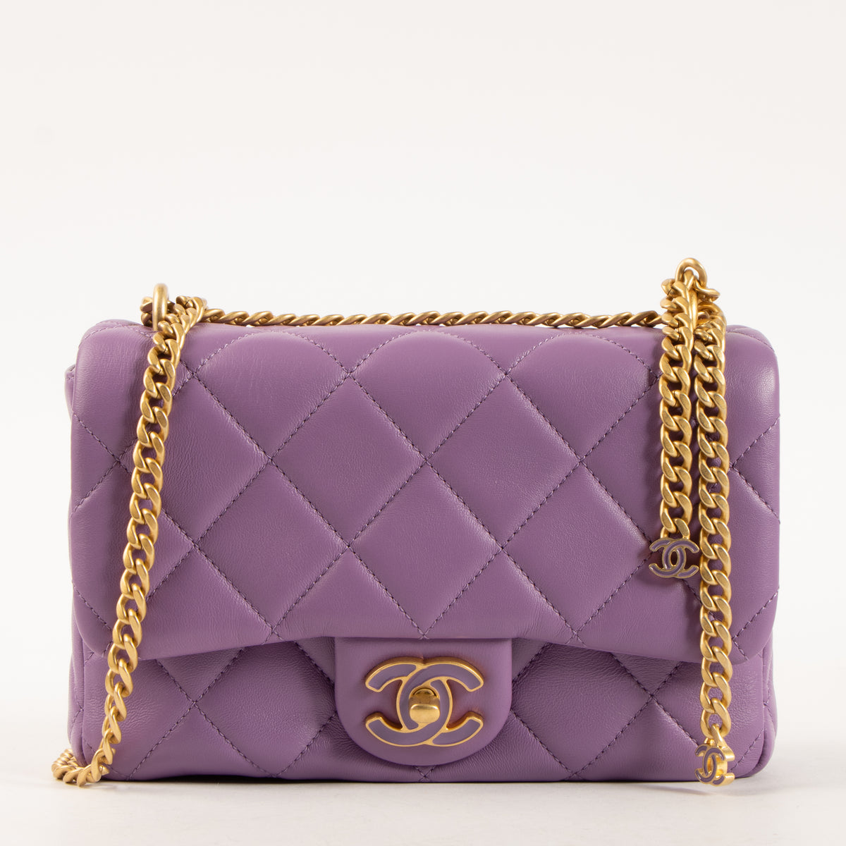Chanel Purple Lambskin Pending CC Small Flap Bag