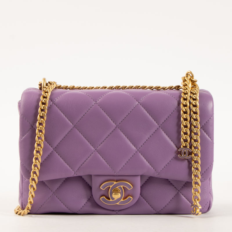 Chanel Purple Lambskin Pending CC Small Flap Bag