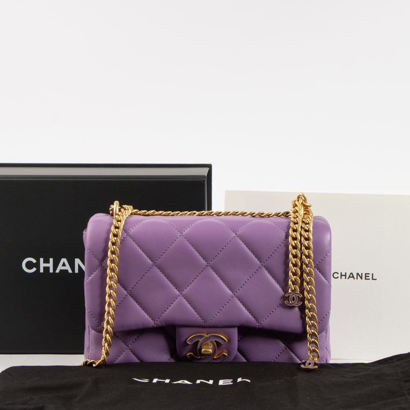 Chanel Purple Lambskin Pending CC Small Flap Bag