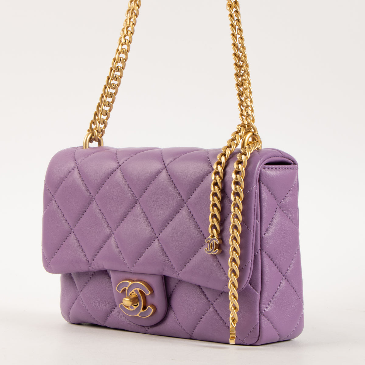 Chanel Purple Lambskin Pending CC Small Flap Bag