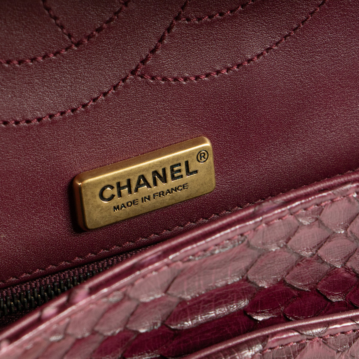 Chanel Burgundy Python Medium 2.55 Reissue Bag