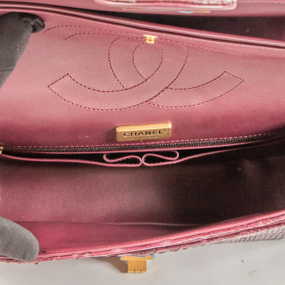 Chanel Burgundy Python Medium 2.55 Reissue Bag