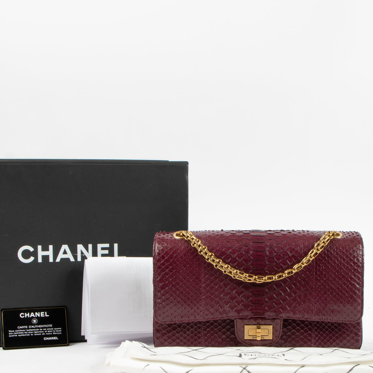 Chanel Burgundy Python Medium 2.55 Reissue Bag