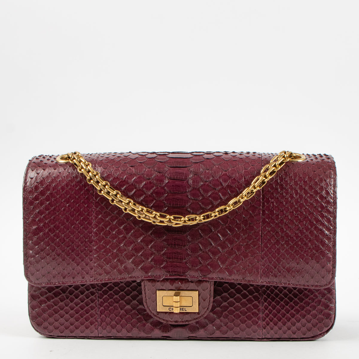 Chanel Burgundy Python Medium 2.55 Reissue Bag