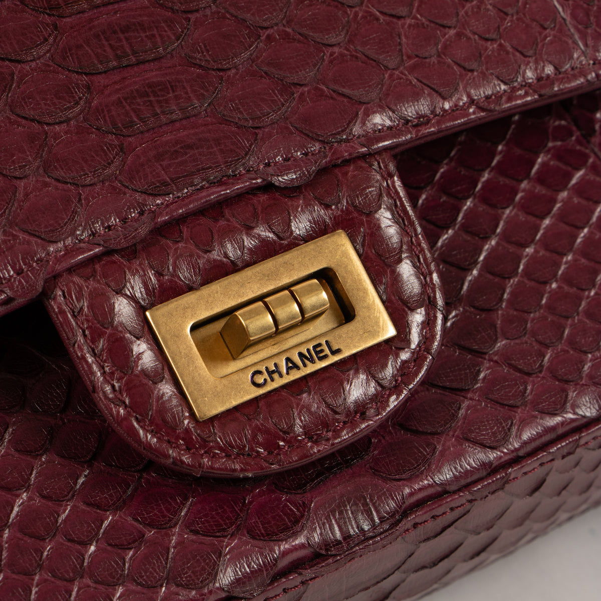 Chanel Burgundy Python Medium 2.55 Reissue Bag