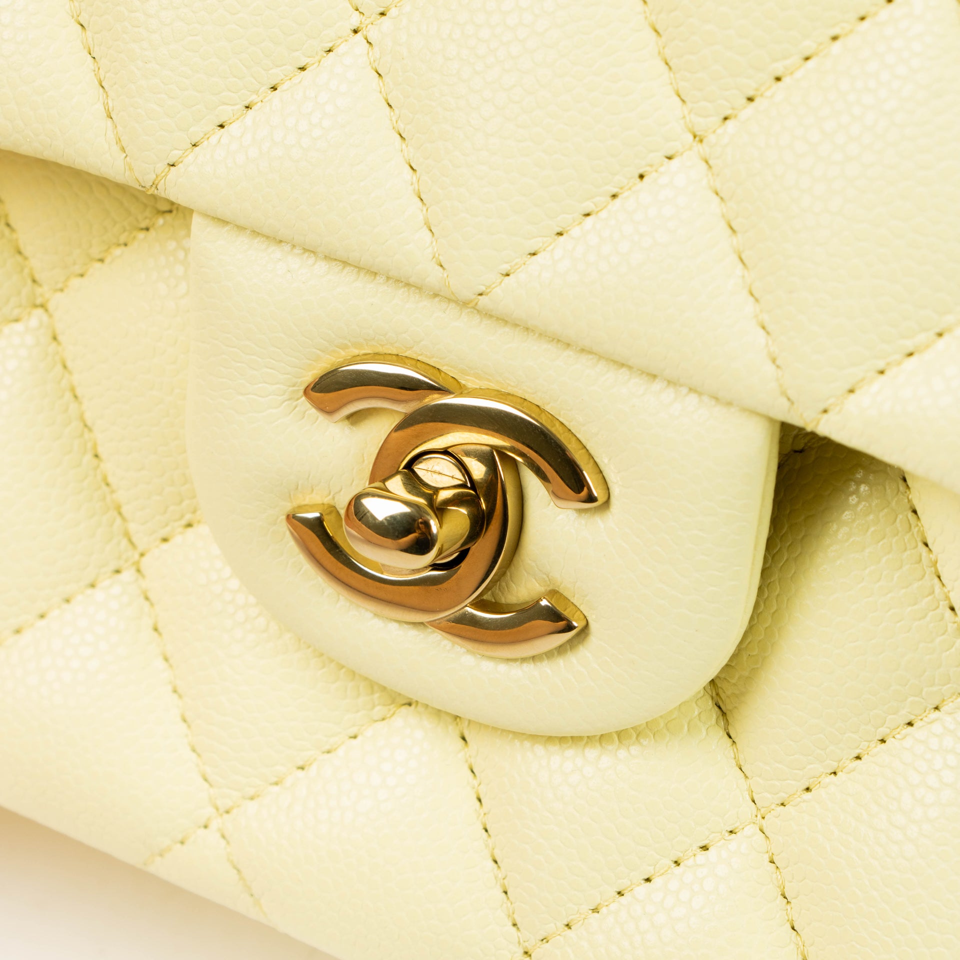 Chanel Butter Yellow Caviar Small Classic Handbag