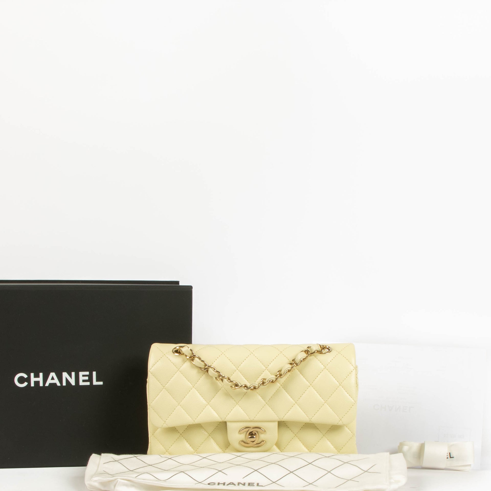 Chanel Butter Yellow Caviar Small Classic Handbag