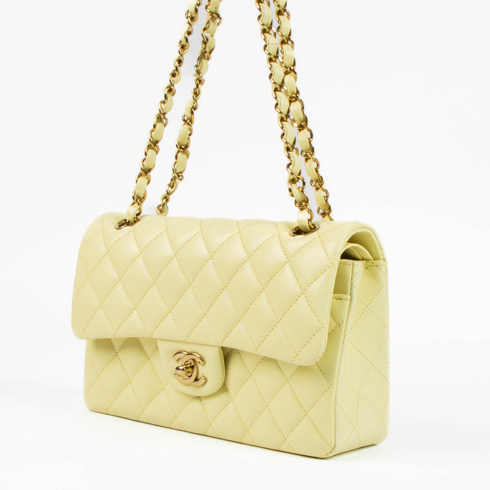 Chanel Butter Yellow Caviar Small Classic Handbag