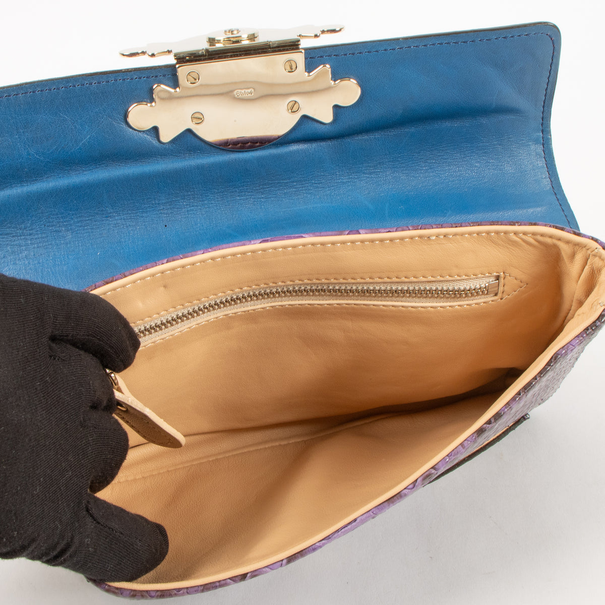 Chloé Purple Python Clutch