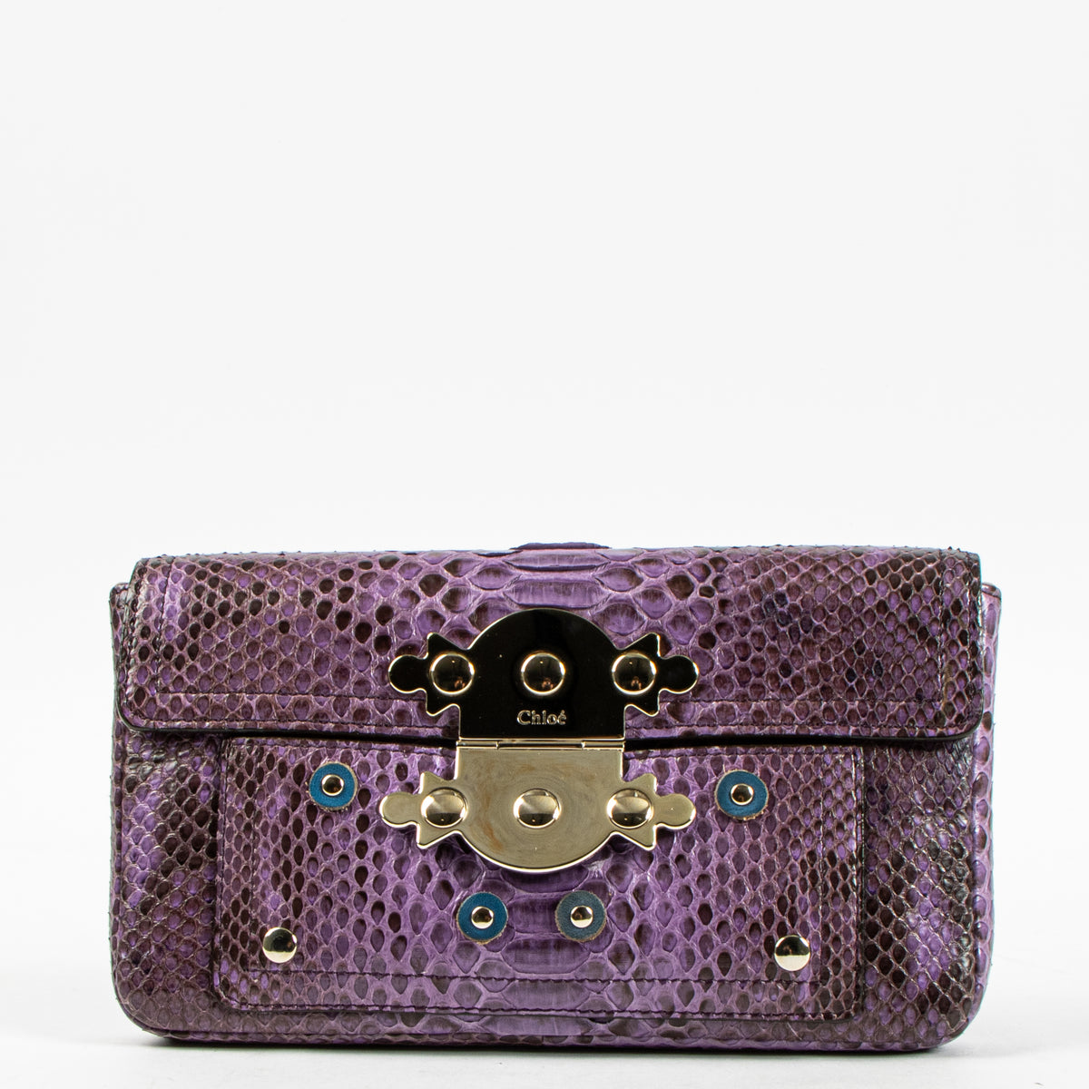 Chloé Purple Python Clutch