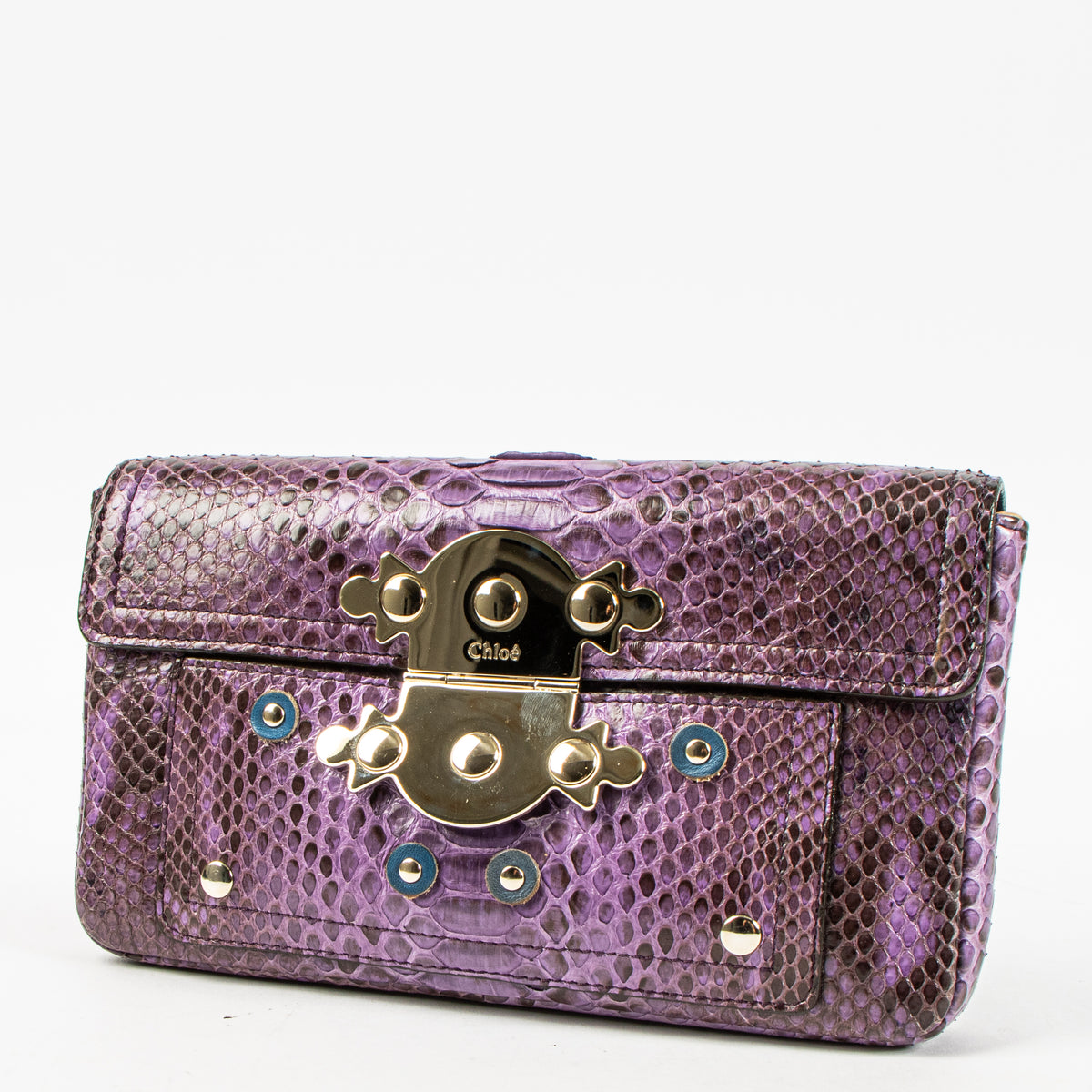 Chloé Purple Python Clutch