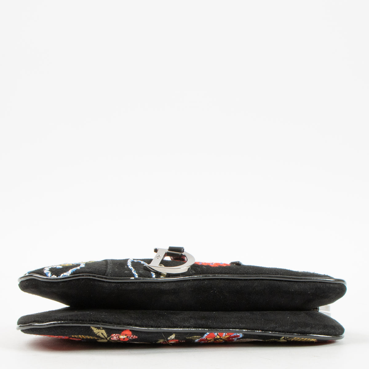 Dior by John Galliano 2002 Black Embroidered Suede Saddle Pouch