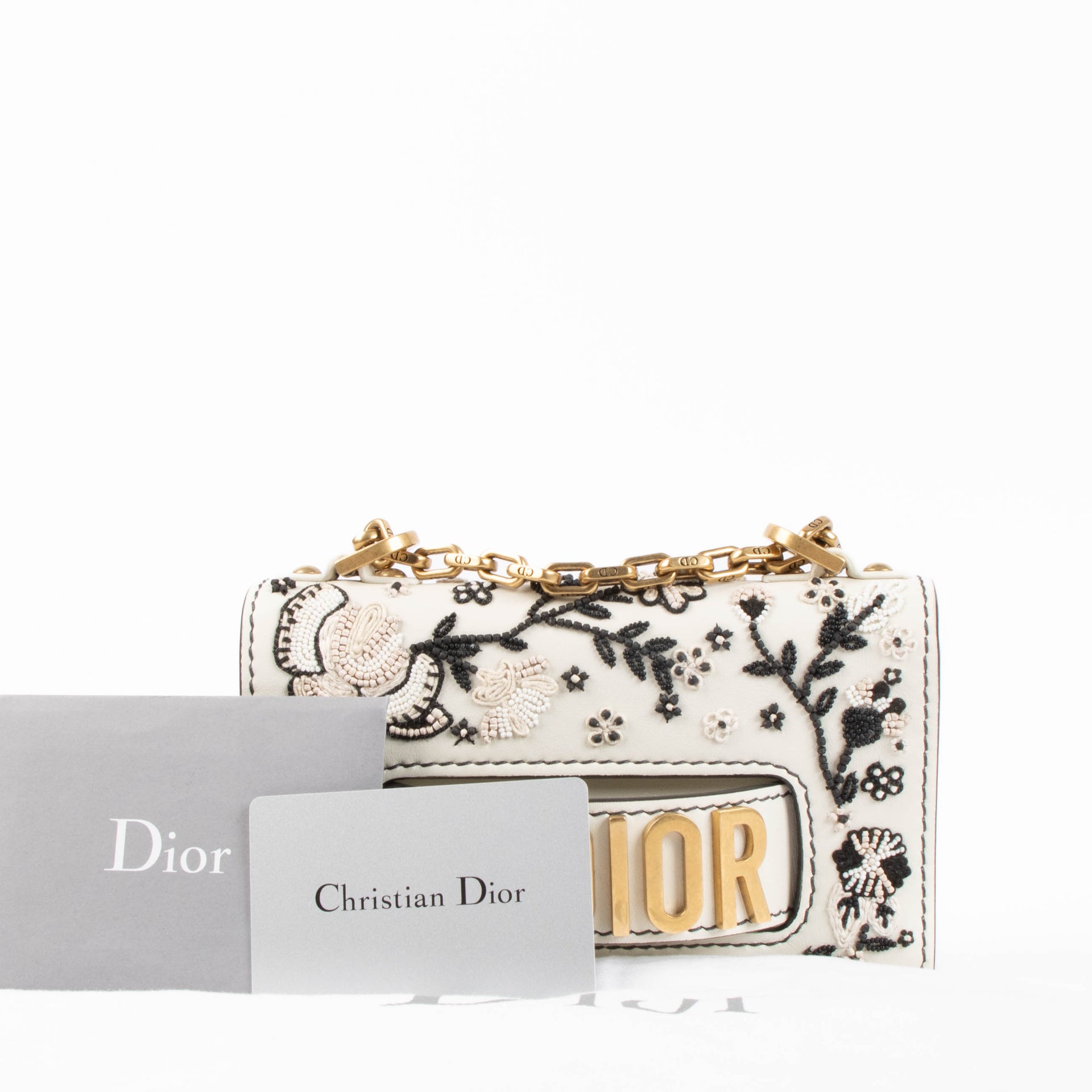 Christian Dior Cream Embroidered Mini J'Adior Bag