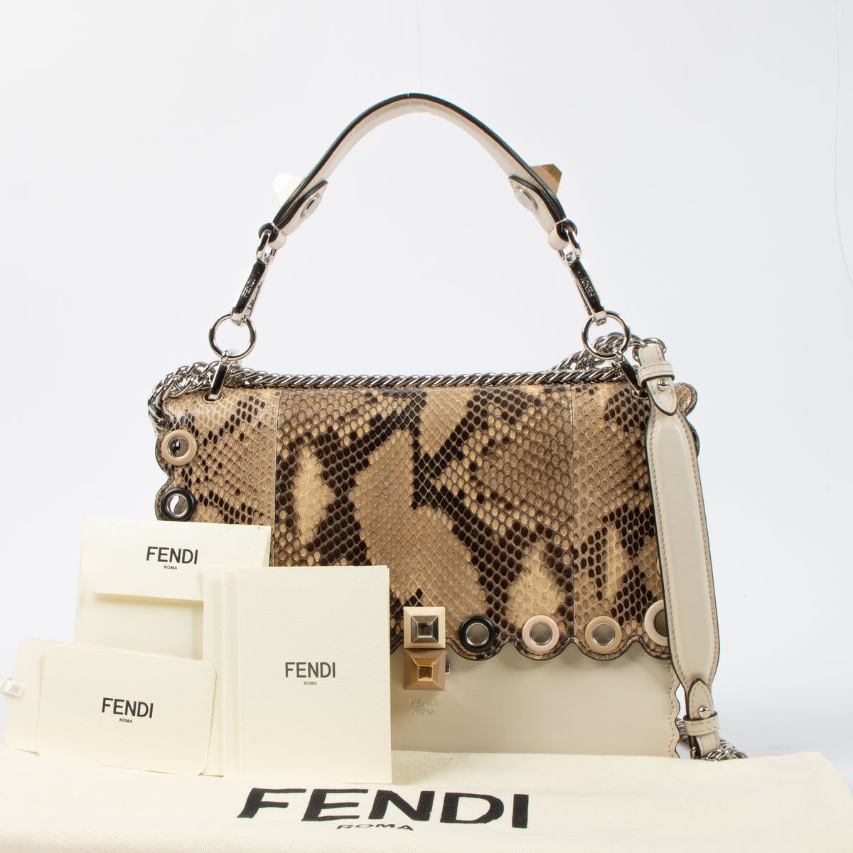 Fendi Rose Scalloped Python Medium Kan I Bag