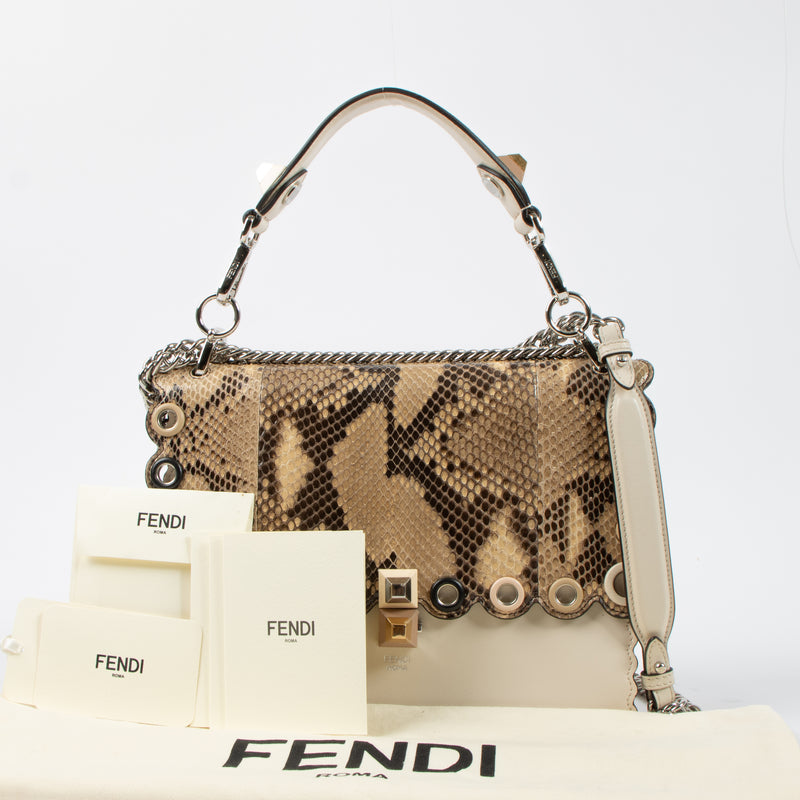 Fendi Rose Scalloped Python Medium Kan I Bag