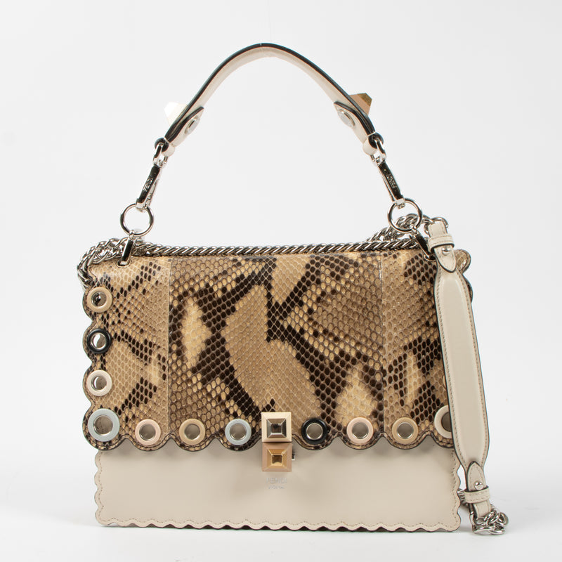 Fendi Rose Scalloped Python Medium Kan I Bag