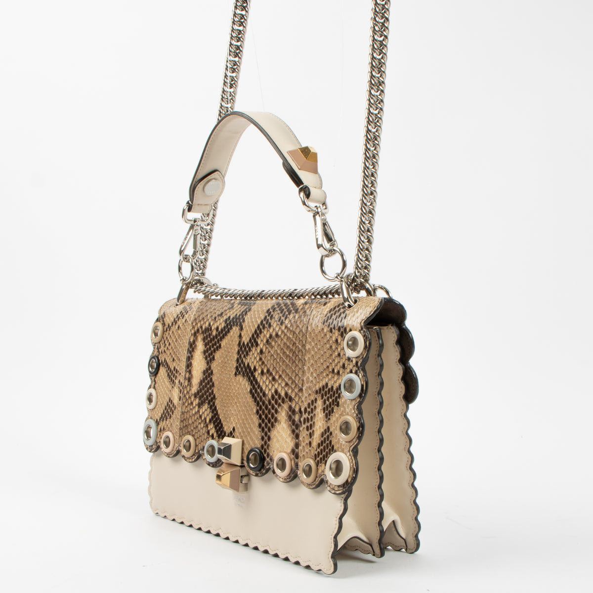 Fendi Rose Scalloped Python Medium Kan I Bag
