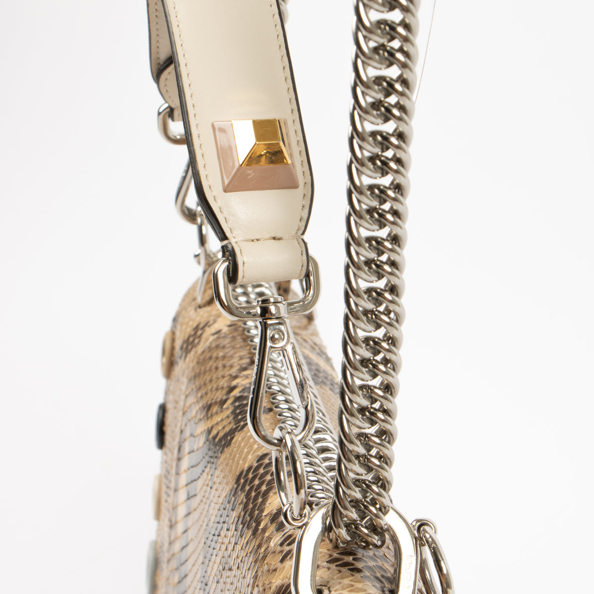 Fendi Rose Scalloped Python Medium Kan I Bag