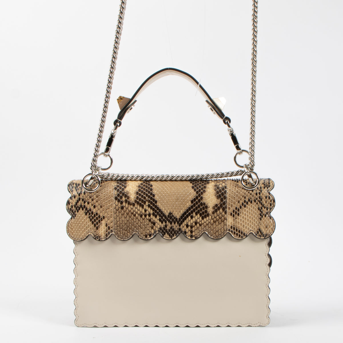 Fendi Rose Scalloped Python Medium Kan I Bag