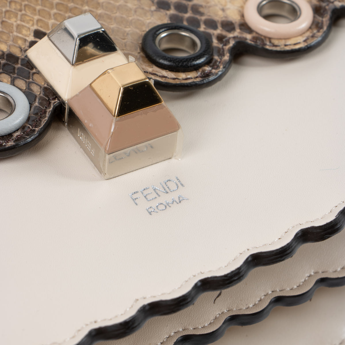 Fendi Rose Scalloped Python Medium Kan I Bag