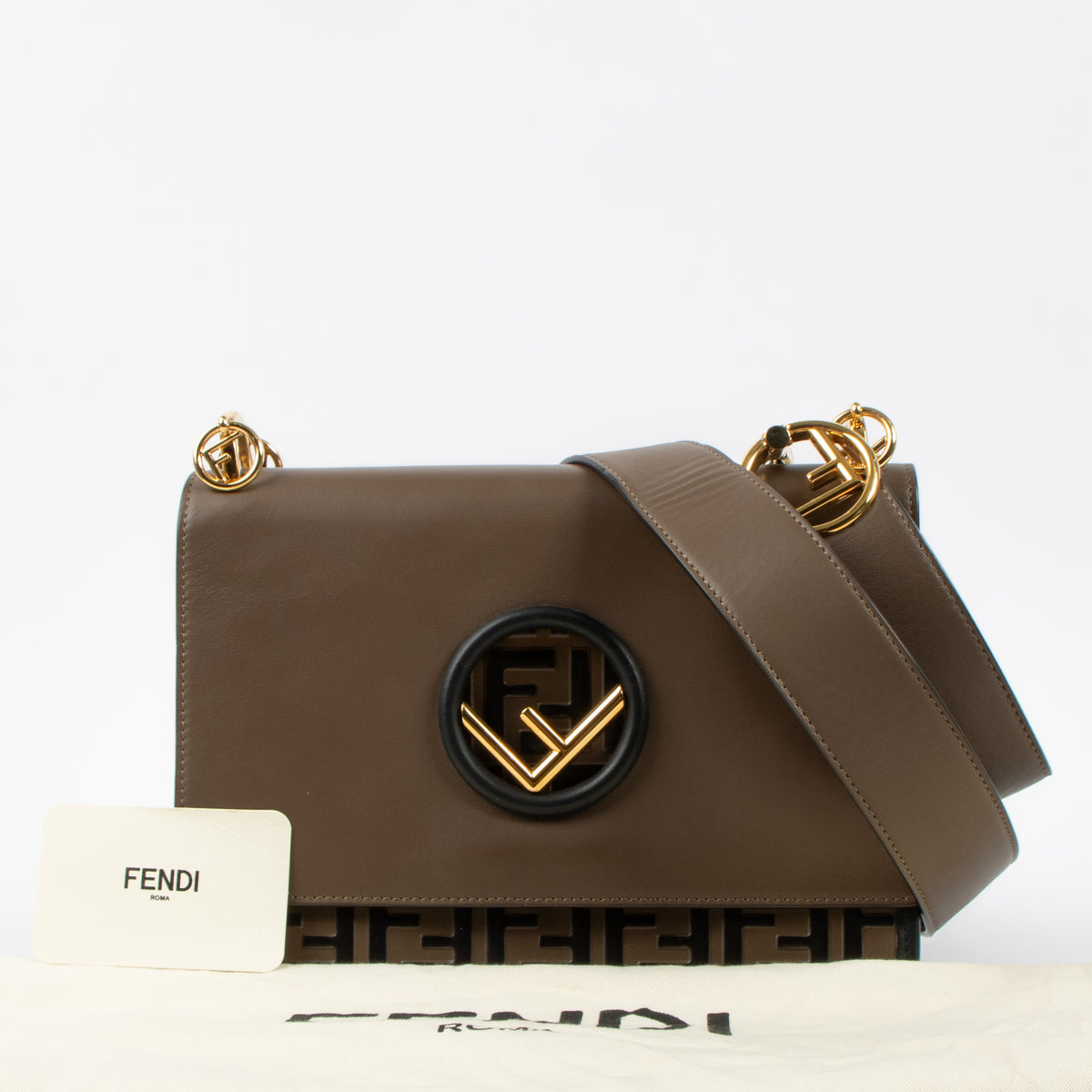 Shop this authentic Fendi Brown FF Medium Kan I Bag pre-loved on Labellov.com