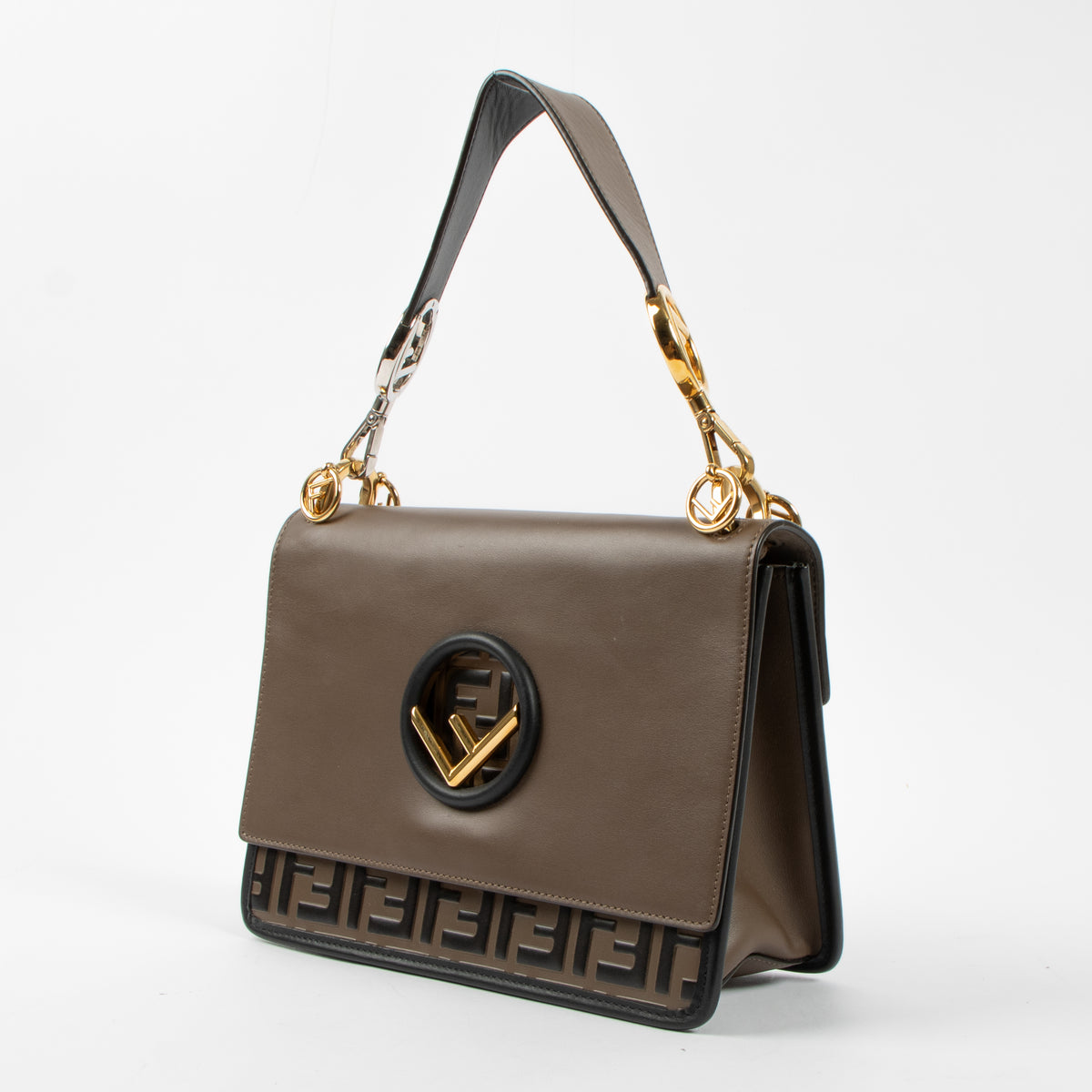Shop this authentic Fendi Brown FF Medium Kan I Bag pre-loved on Labellov.com