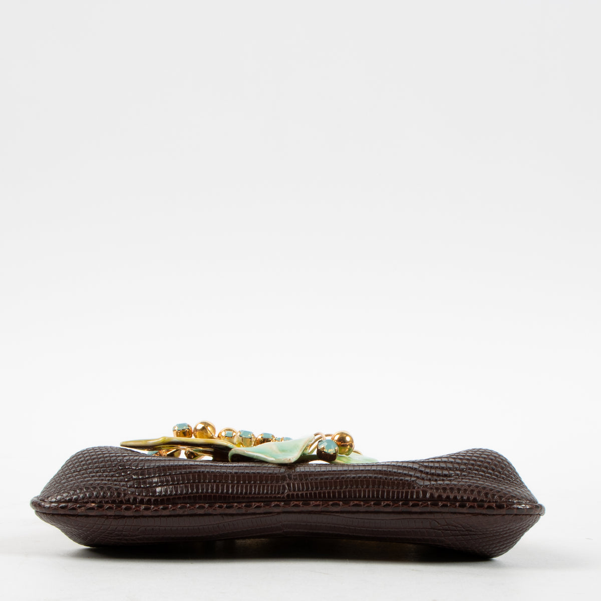 Gucci 2006 Brown Lizard Marina Chain Evening Bag