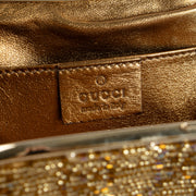 Shop this authentic Gucci Gold Beaded GG Frame Clutch pre-loved on Labellov.com