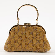 Shop this authentic Gucci Gold Beaded GG Frame Clutch pre-loved on Labellov.com