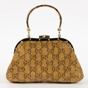 Shop this authentic Gucci Gold Beaded GG Frame Clutch pre-loved on Labellov.com