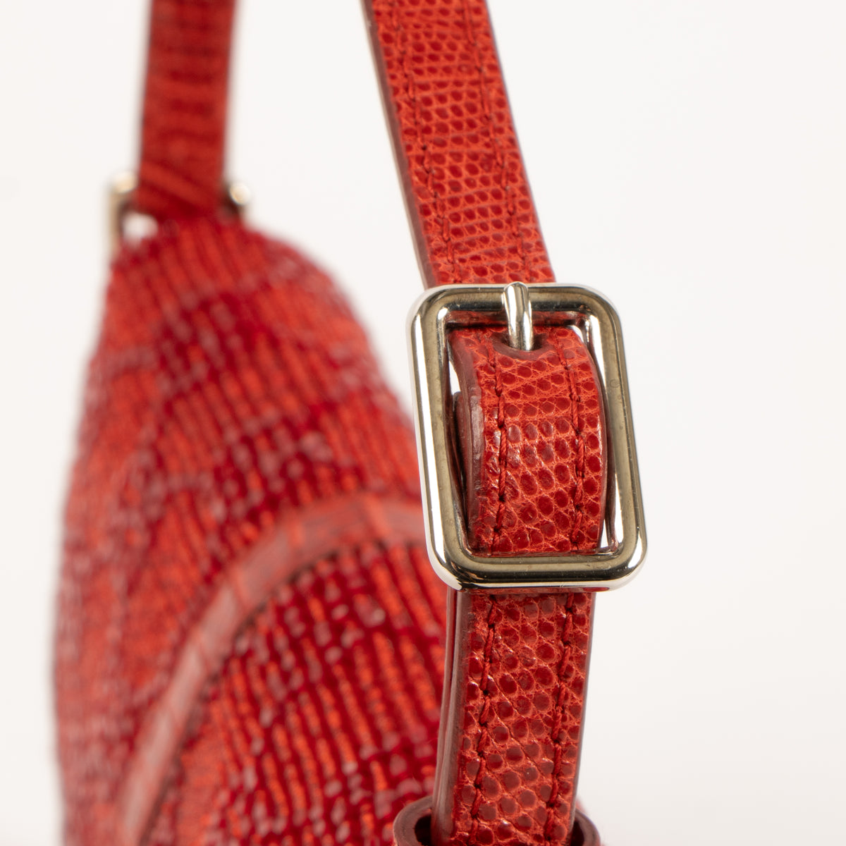 Gucci by Tom Ford Red Lizard Beaded Crystal GG Clutch