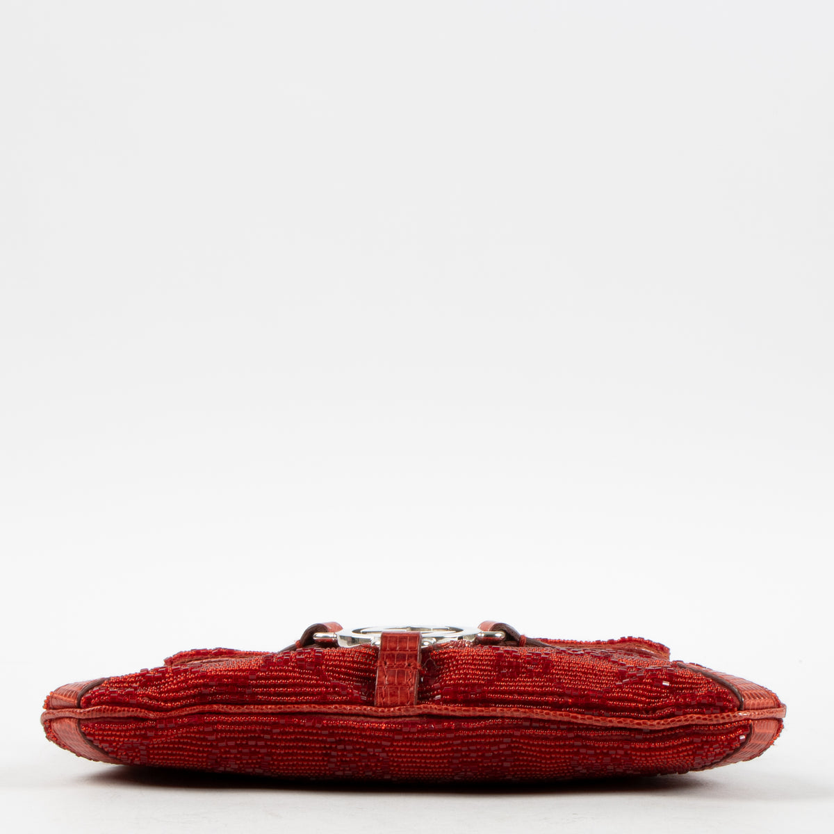 Gucci by Tom Ford Red Lizard Beaded Crystal GG Clutch