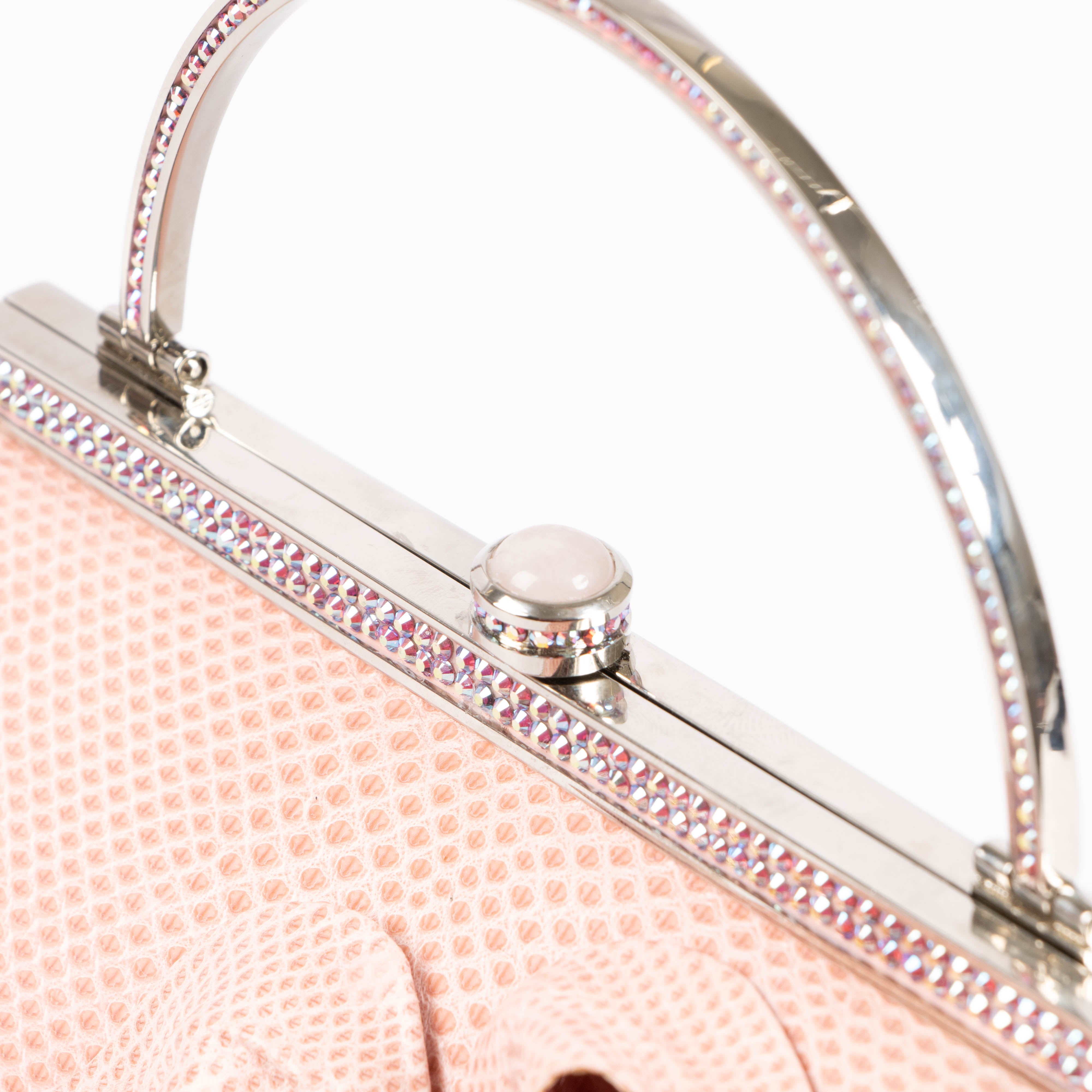 ゅ様　bb ピンク　レオパード Judith Leiber Pink Lizard Frame Crystal Clutch – Labellov
