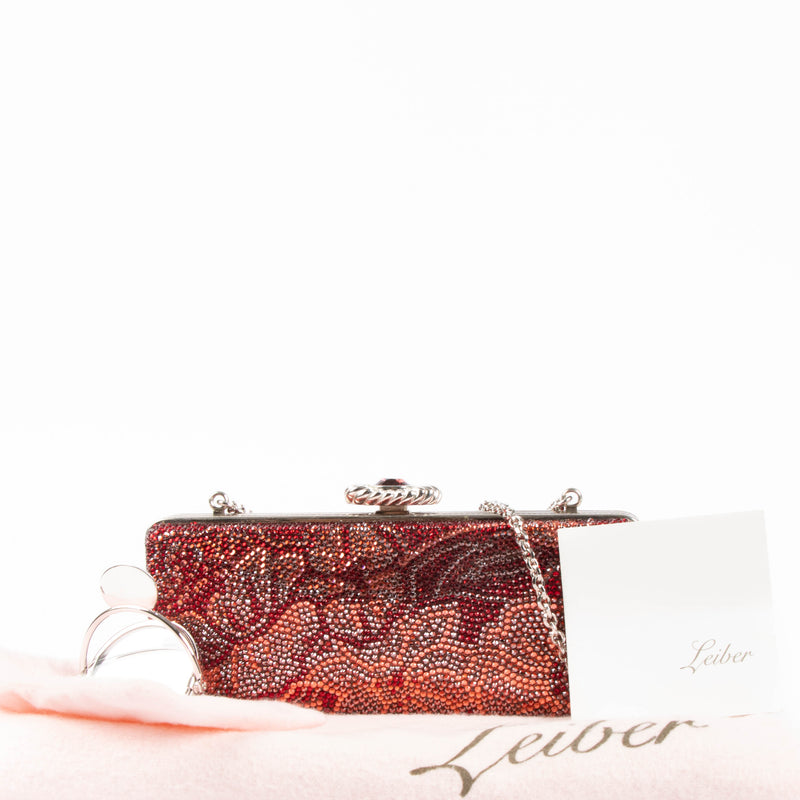Judith Leiber Black/Red Crystal Chain Clutch