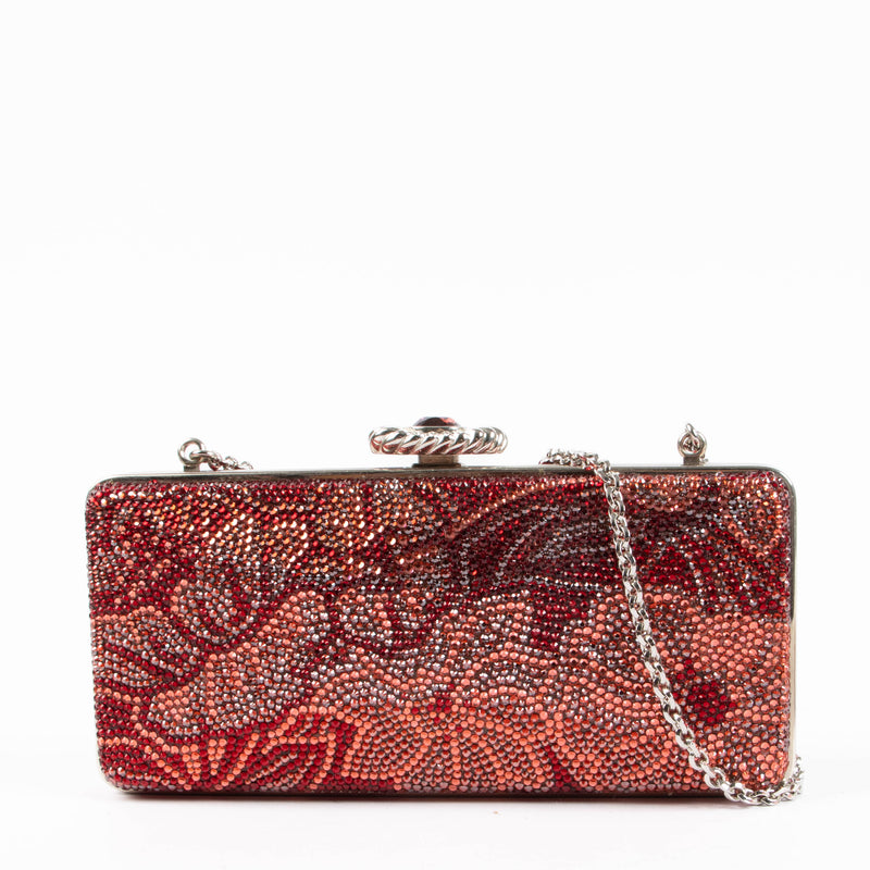 Judith Leiber Black/Red Crystal Chain Clutch