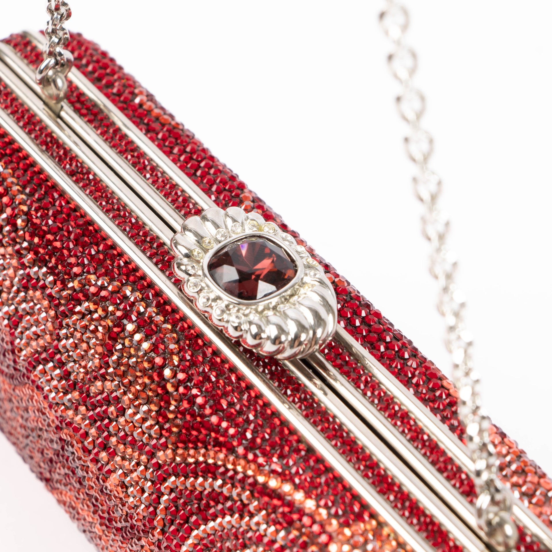 Judith Leiber Black/Red Crystal Chain Clutch
