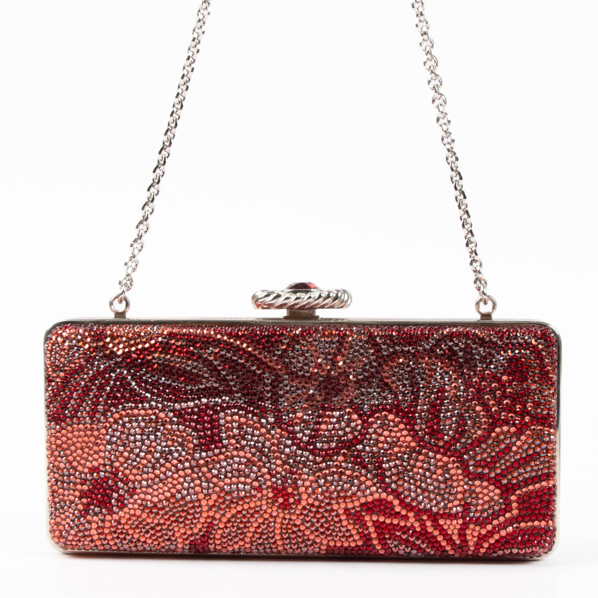 Judith Leiber Black/Red Crystal Chain Clutch
