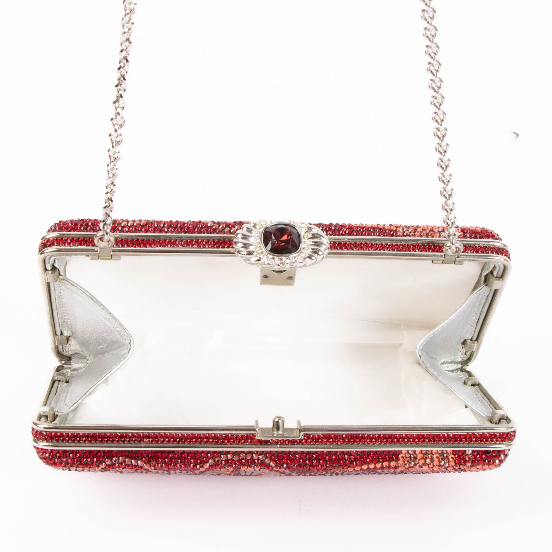 Judith Leiber Black/Red Crystal Chain Clutch