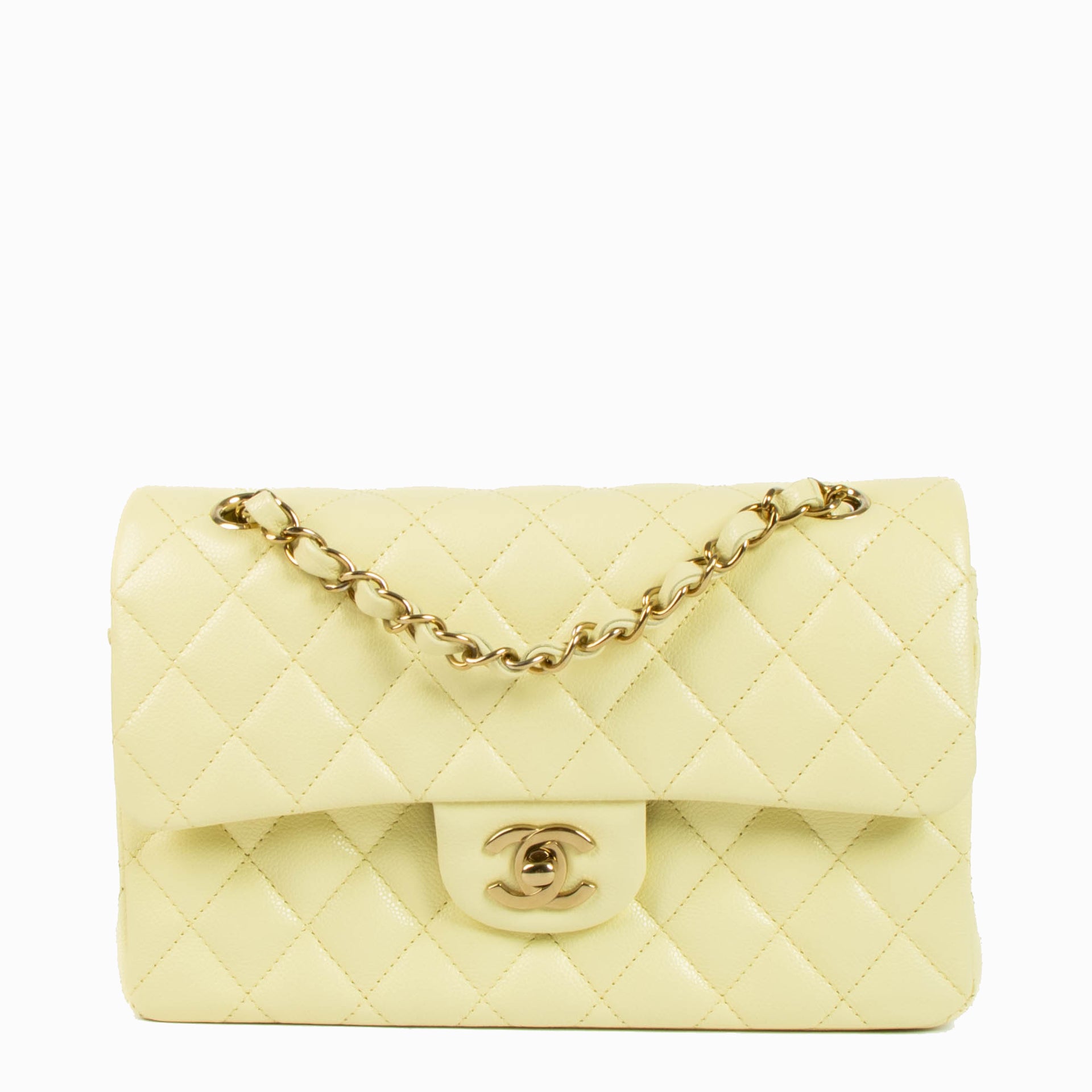 Chanel Butter Yellow Caviar Small Classic Handbag