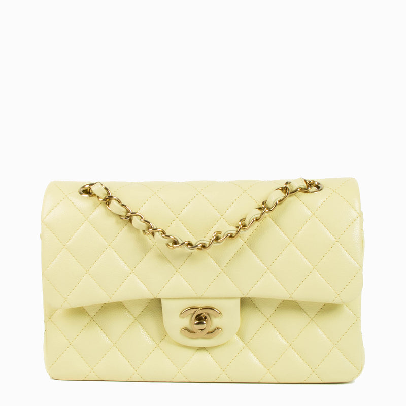 Chanel Butter Yellow Caviar Small Classic Handbag